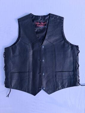 Bike Night Leather Black Leather Vest